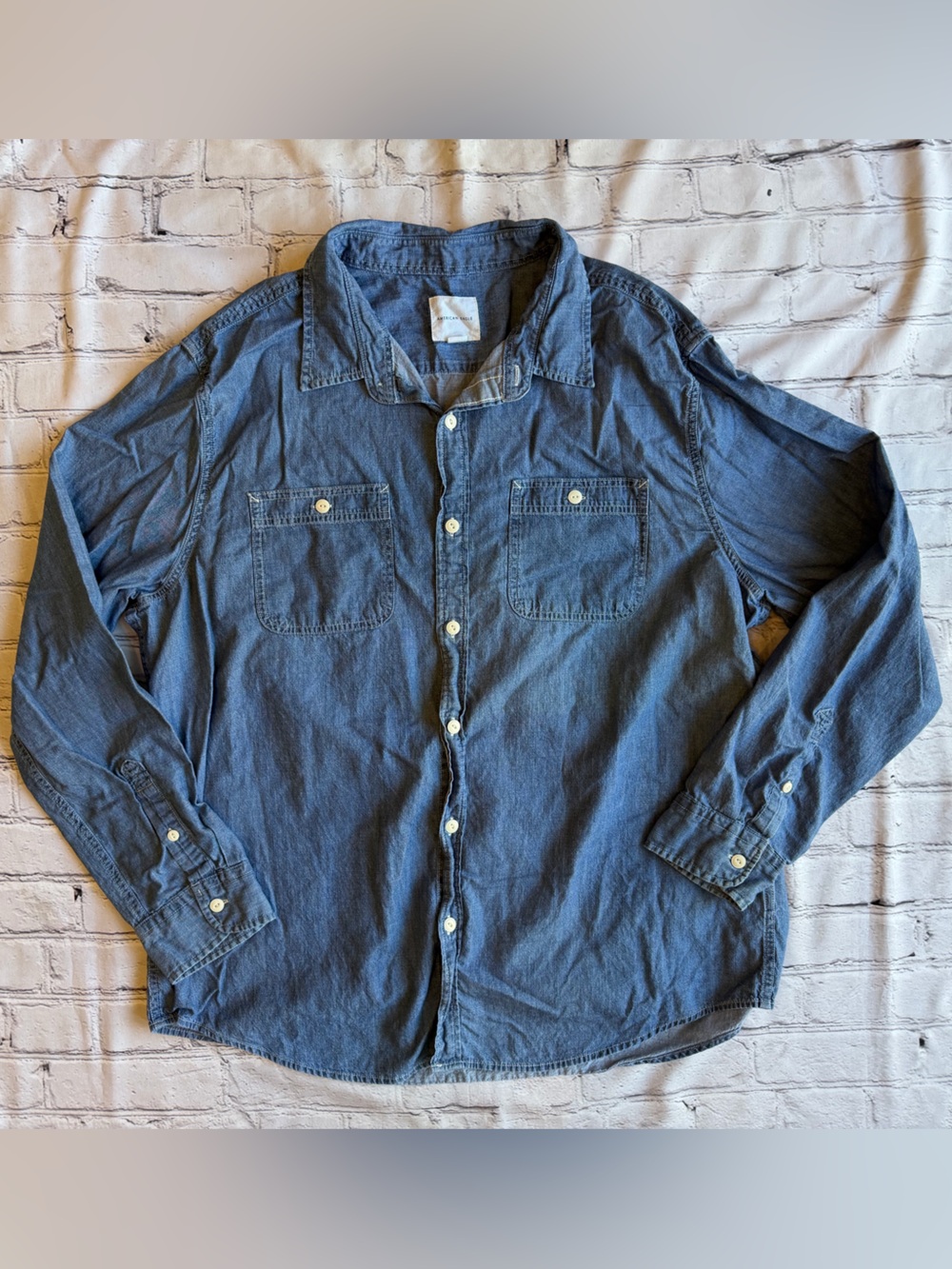 American Eagle Denim Chambray Button-Down Shirt XXL Women’s Western Boho EUC